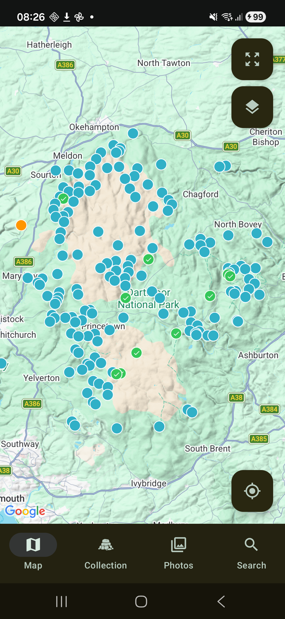 Map showing just pins on the map, including private pins