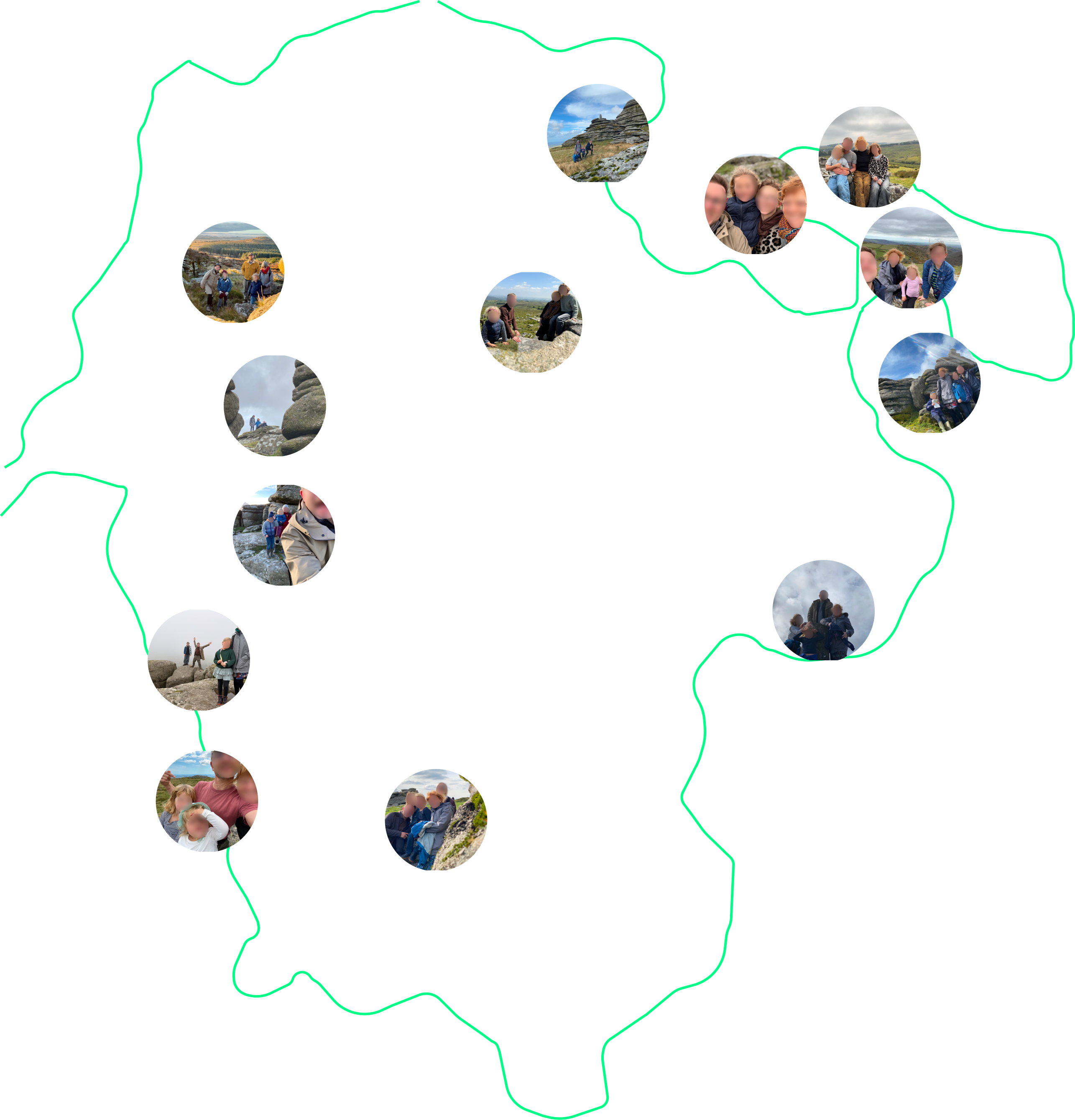 Stylised map of your photos on bagged tors